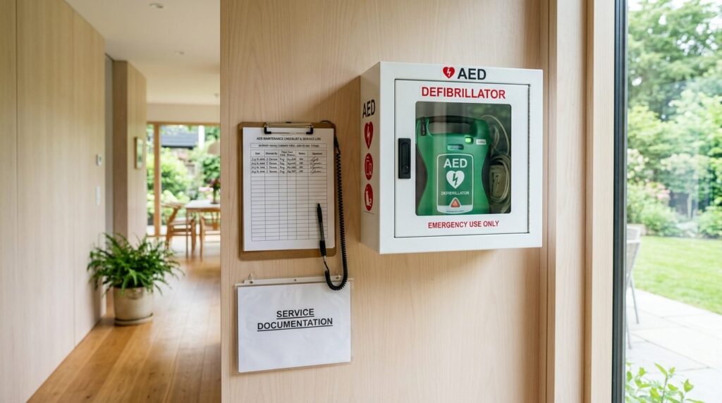 Close-up professional shot of a defibrillator device wall ca